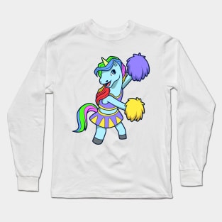 Cartoon Cheerleader Unicorn Long Sleeve T-Shirt